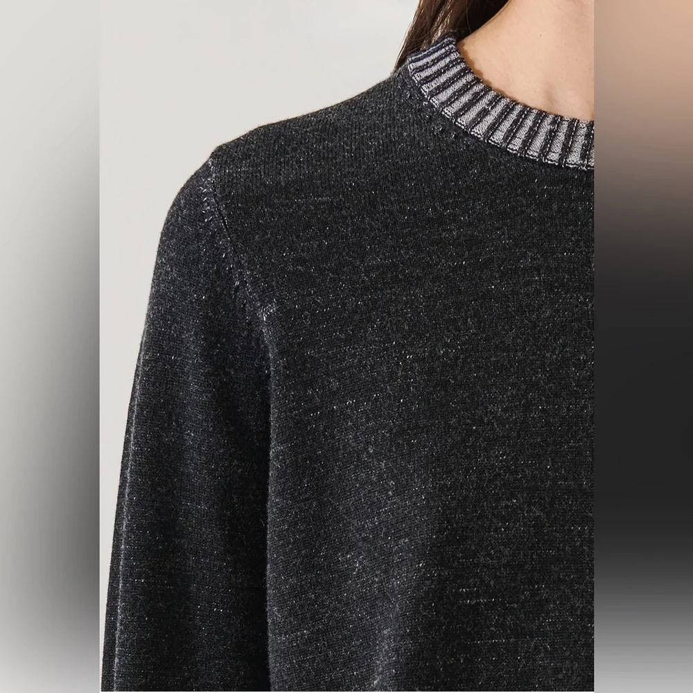 Patrick Assaraf Merino Plaited Cropped Crewneck - Picture 2 of 6